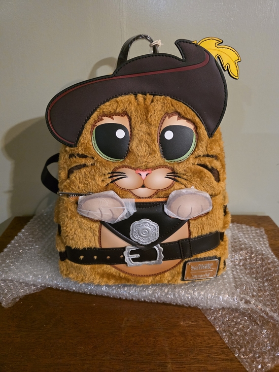 Loungefly Handbags - Loungefly Puss in Boots Plush Cat Mini Backpack - Brown